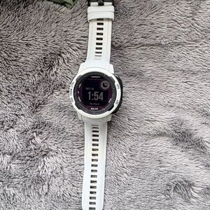 garmin white and black GPS Solar Sports Watch